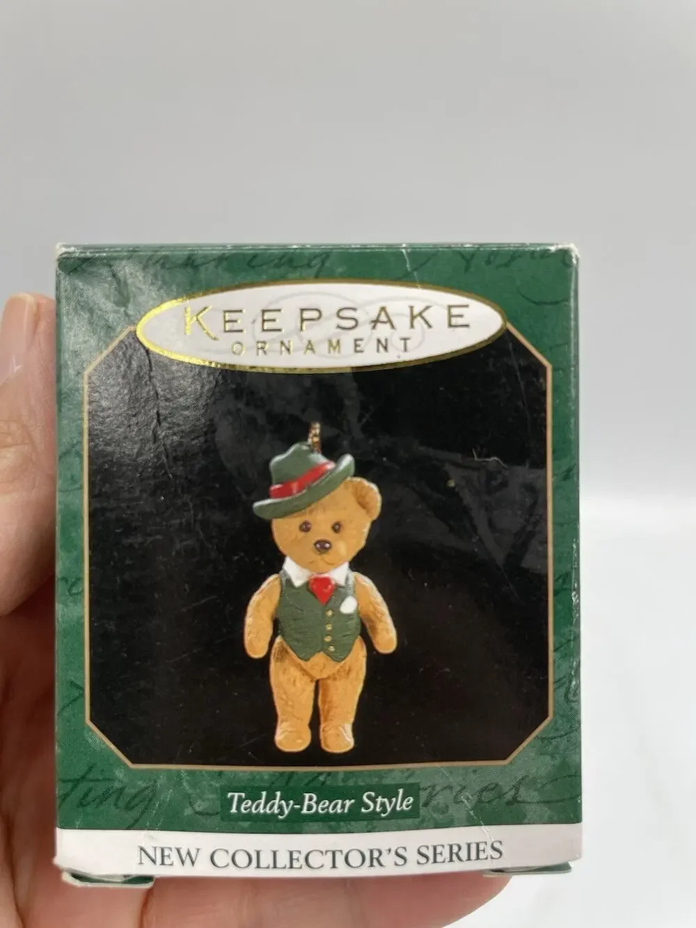 Vintage Hallmark 1997 Teddy Bear Style Miniature Mini Ornament NIB